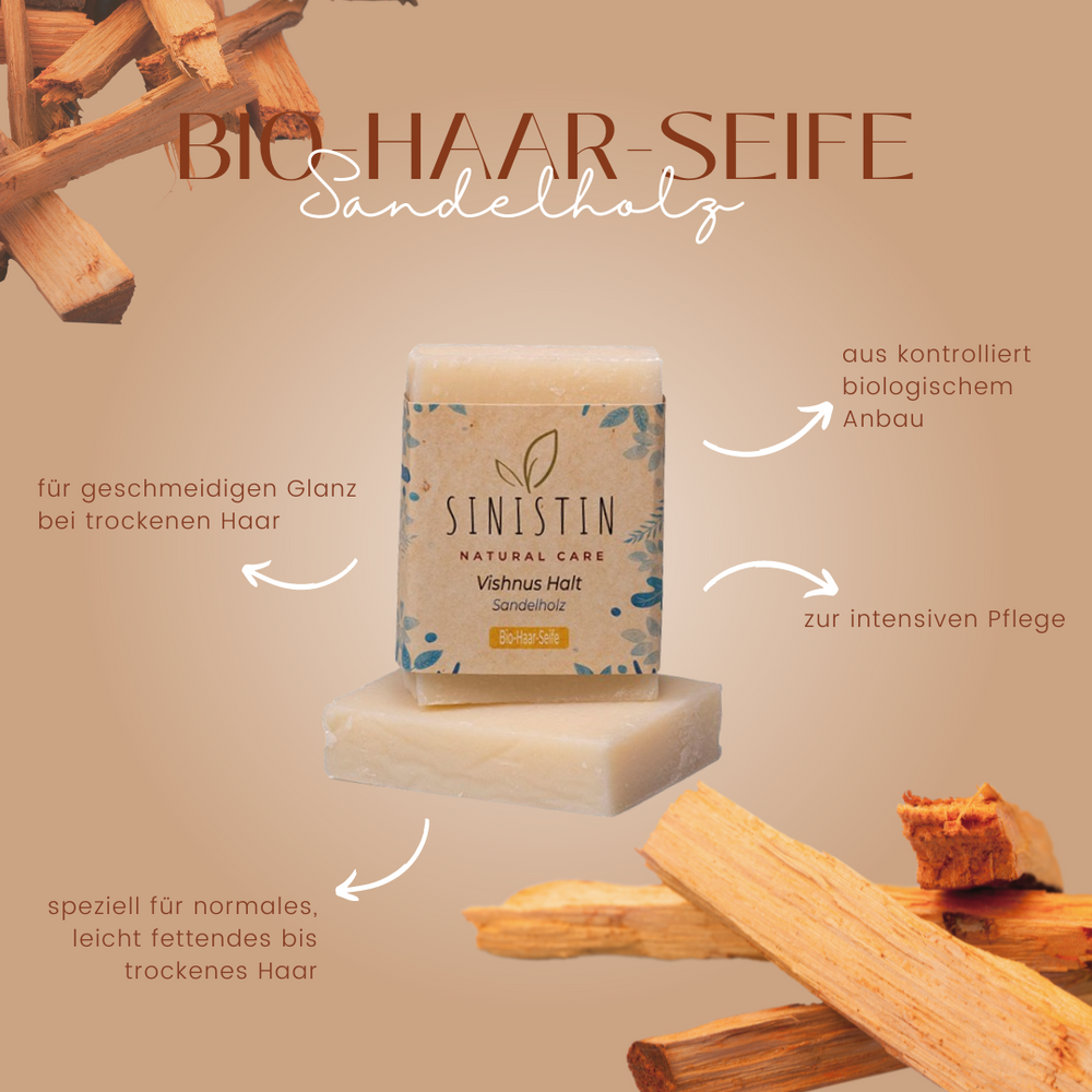 
                  
                    Vishnu's Hold - hair soap with sandalwood for smooth shine on dry hair
                  
                